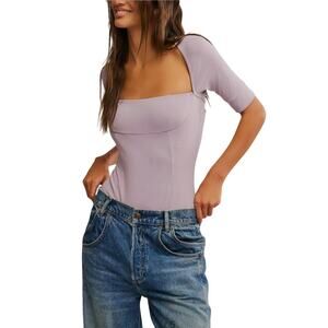 Intimately Free People Sea Fog Everly Bodysuit thong open back large NWT